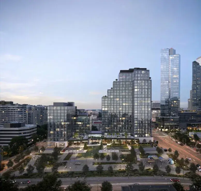 Commercial building façade and skyline
